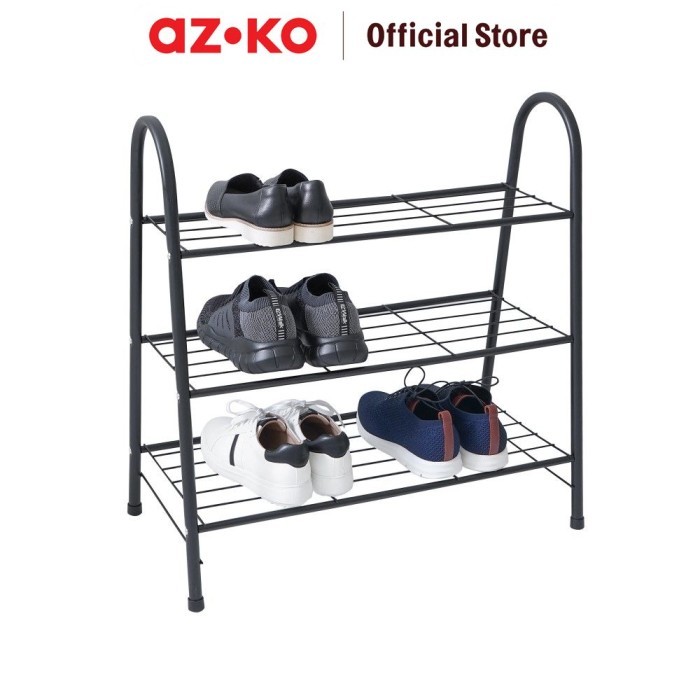 Jual AZKO STORA RAK SEPATU 3 TINGKAT 68X35X70 CM - HITAM | Shopee Indonesia