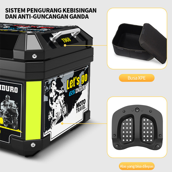 Jual Sepeda Motor Top Box Bagasi 45L Top Box Sepeda Motor Tugas Berat ...