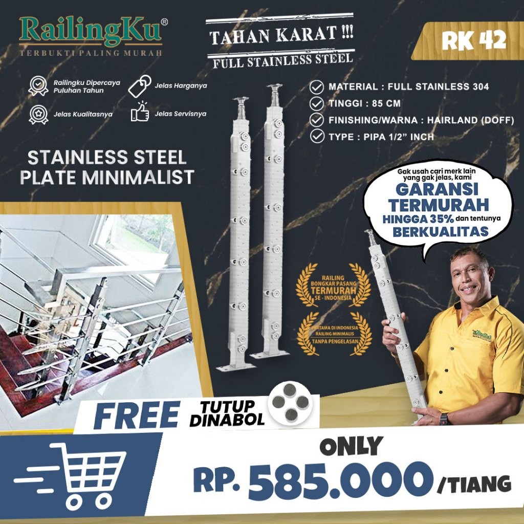Jual NEW RAILING : Railing Tangga Stainless Plate Minimalis Railingku ...