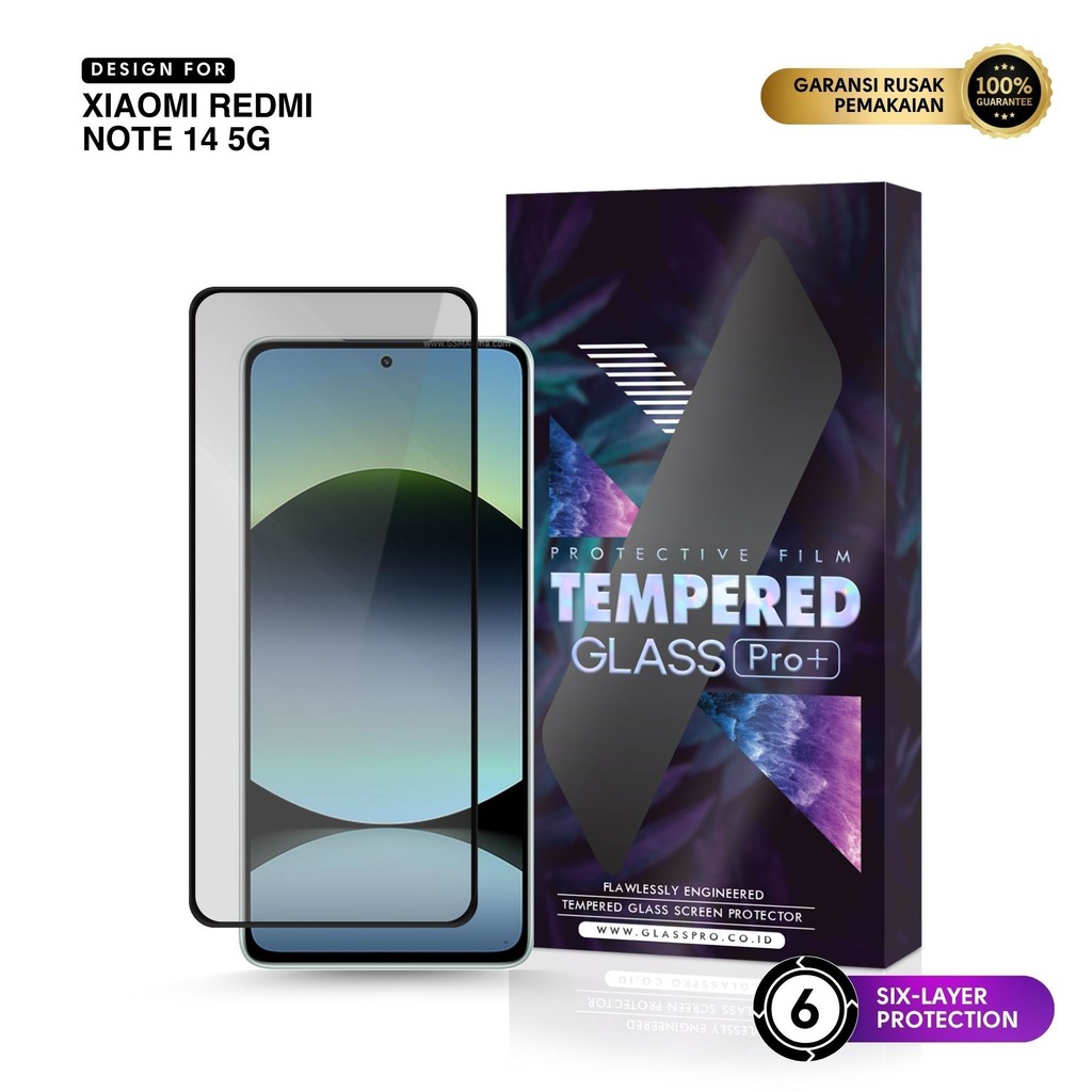 Jual Tempered Glass For XIAOMI REDMI NOTE 14 5G - Full Cover Anti Gores ...