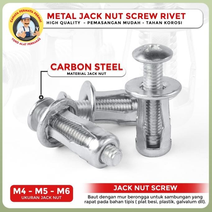 Jual Jack Nut - Rivet Plat Metal Mur Baut Drat Sekrup Fisher M4 M5 M6 ...