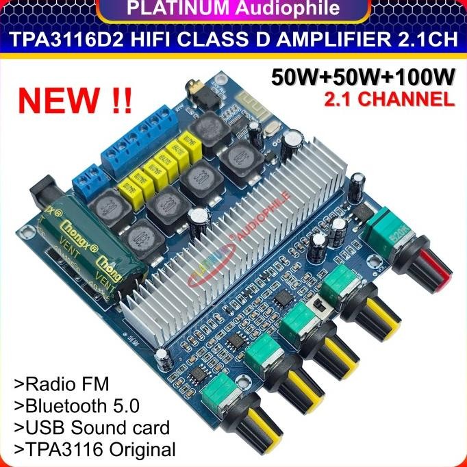 Jual NEW TPA3116 Bluetooth Amplifier Class D 2.1CH 2x50W+100W with ...