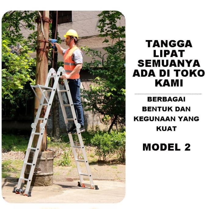 Jual Tangga Lipat Aluminium Dengan Roda / Tangga Herringbone Serbaguna ...