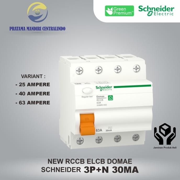 Jual Elcb Rccb New Domae 3P+N 30Ma Schneider 4P - 25A/40A/63A Original ...