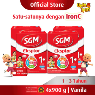 SGM Eksplor 1+ dengan IronC Susu Pertumbuhan Rasa Vanilla 900GR x 4