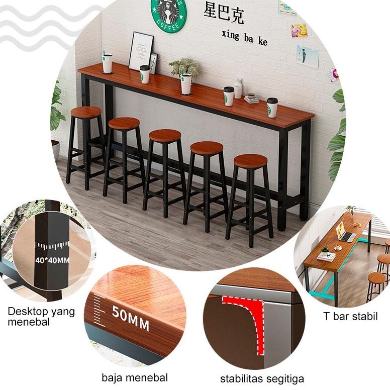 Jual Meja Bar Set 4 Kursi Meja Makan Minimalis Meja Bar Panjang Sempit ...