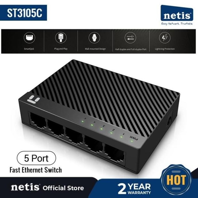 Jual Netis St3105C 5 Port Rj45 100M Fast Ethernet Switch New Stok ...