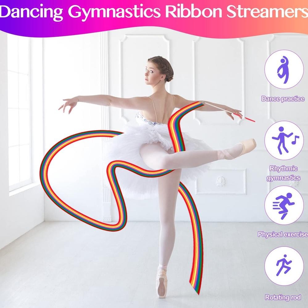 Jual Ty-35 4M Twirling Ribbon Colorful Ballet Ribbon Alat Tari Tamborin ...