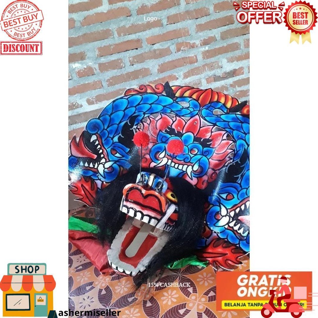 Jual [New Barongan Kayu] Barongan Barongan Telon Biru Full Kayu Waru ...