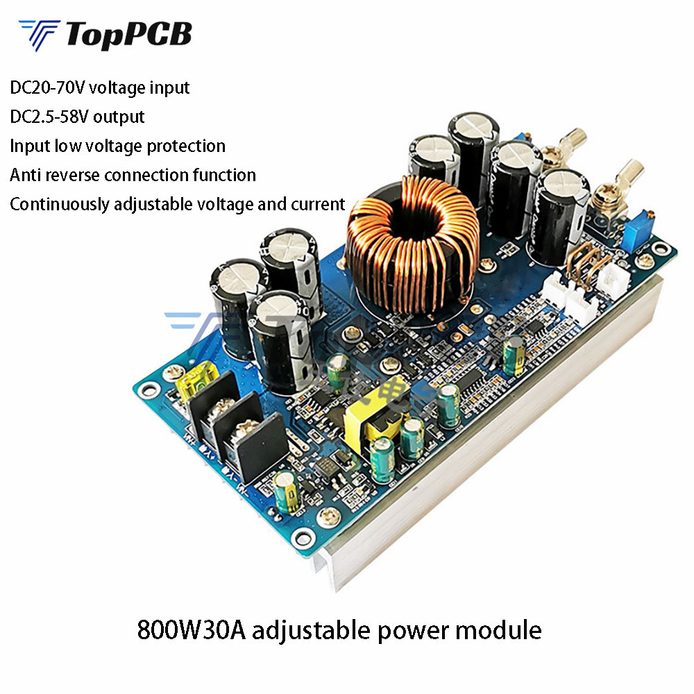 800W 30A DC-DC Step-Down Buck Converter – CV/CC Adjustable With MCU, For Solar Charging & More