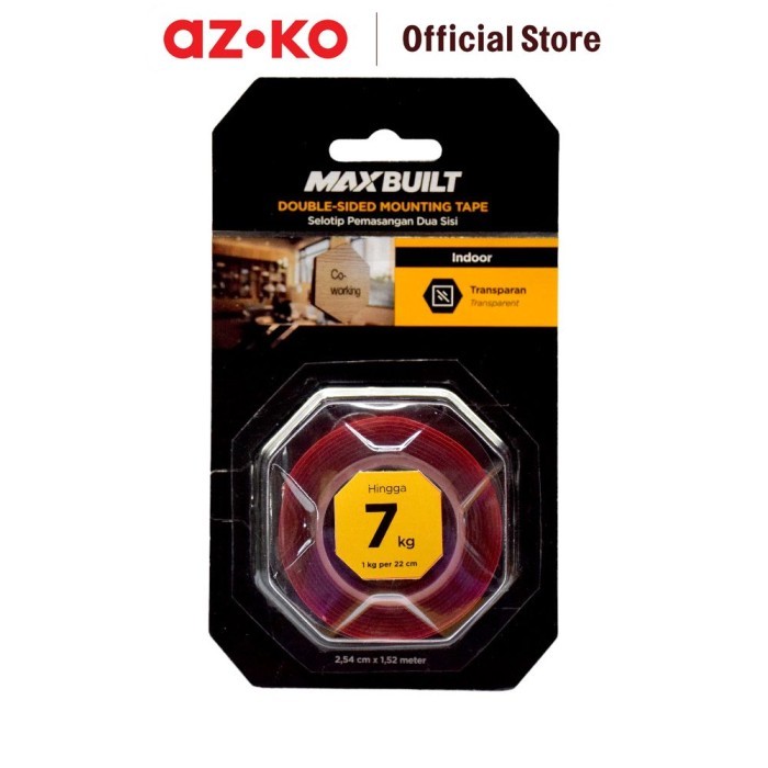 Jual AZKO Maxbuilt 2.5 cmx1.5 mtr Isolasi Mounting Tape Transparant ...
