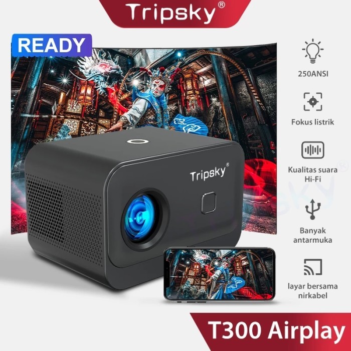 Jual Tripsky-T300 Proyektor 300 Ansi Hd 1080P Mini Proyektor | Shopee ...