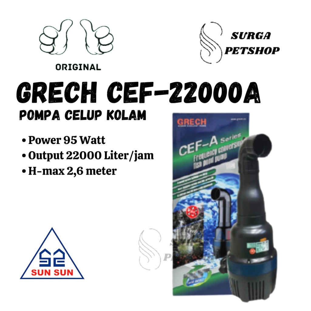 Jual SUNSUN GRECH CEF 22000A Pompa Celup Aquarium Akuarium Kolam Ikan ...