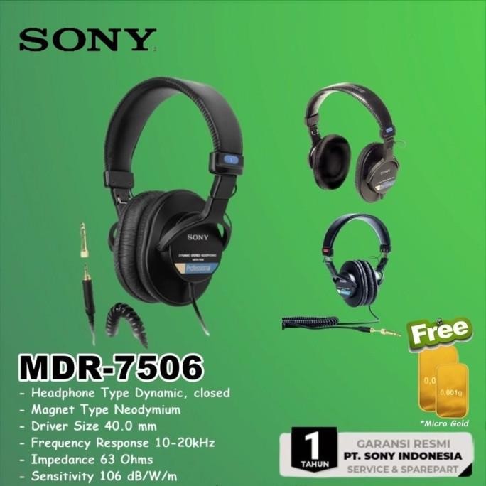 Sony Mdr-7506 Mdr7506 Mdr 7506 Stereo Professional Headphones Headset New  Stok