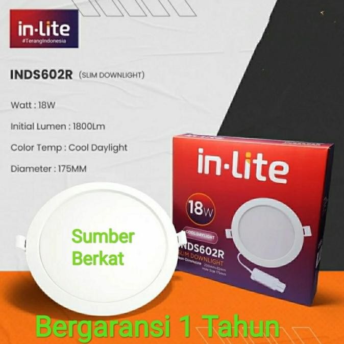 Jual Lampu - Inlite Slim Downlight 18 Watt Inds602R Lampu Panel Plafon ...