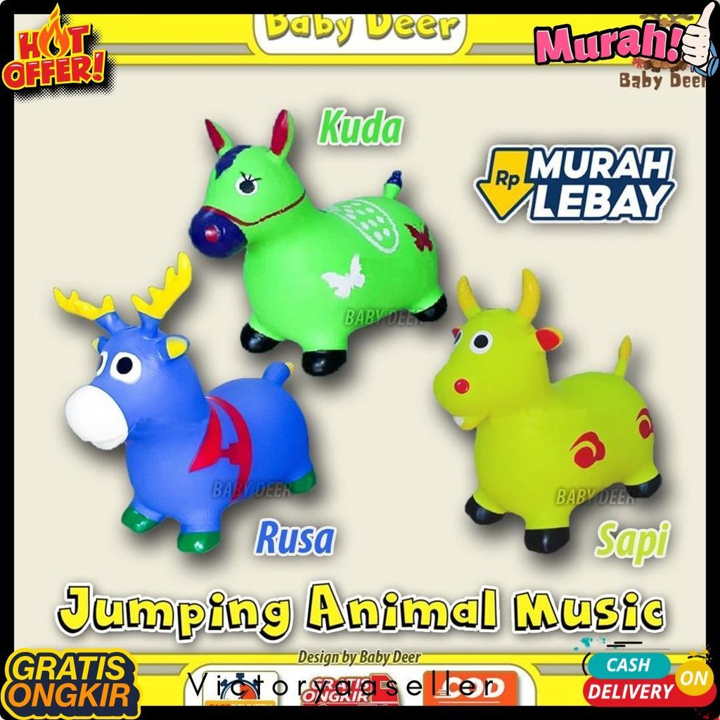 Jual Et05 Bentuk Rudolf Jumping Kuda Karet Mainan Anak Musik Viral ...