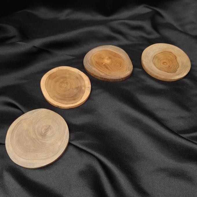 Jual +++++] Coaster Kayu Jati / Tatakan Gelas Kayu / Wooden Glass ...