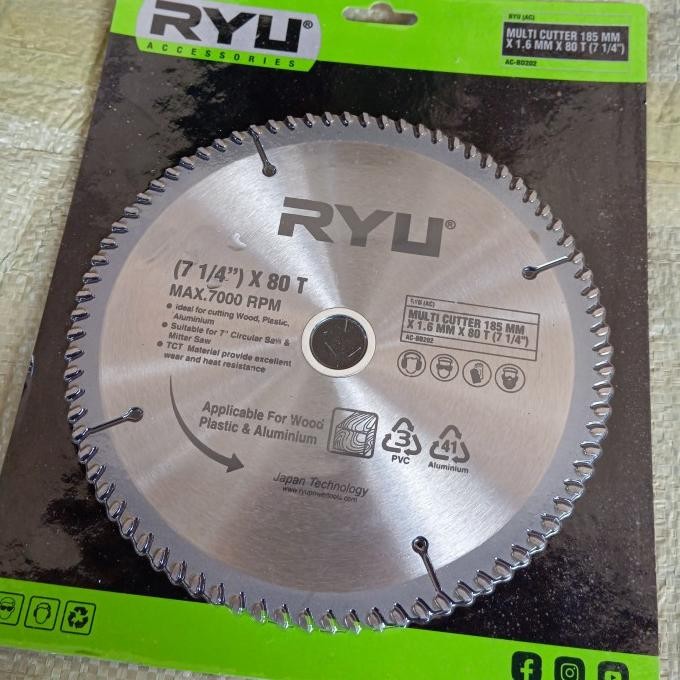 Jual MULTI CUTTER RYU 7 INCH X 80 T MATA PISAU POTONG ALUMUNIUM 185 MM ...