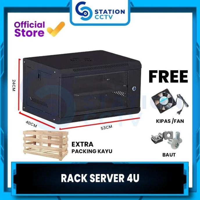 Jual Wallmount Rack 4U Single Door / Rack Server 4U With Packing Kayu ...