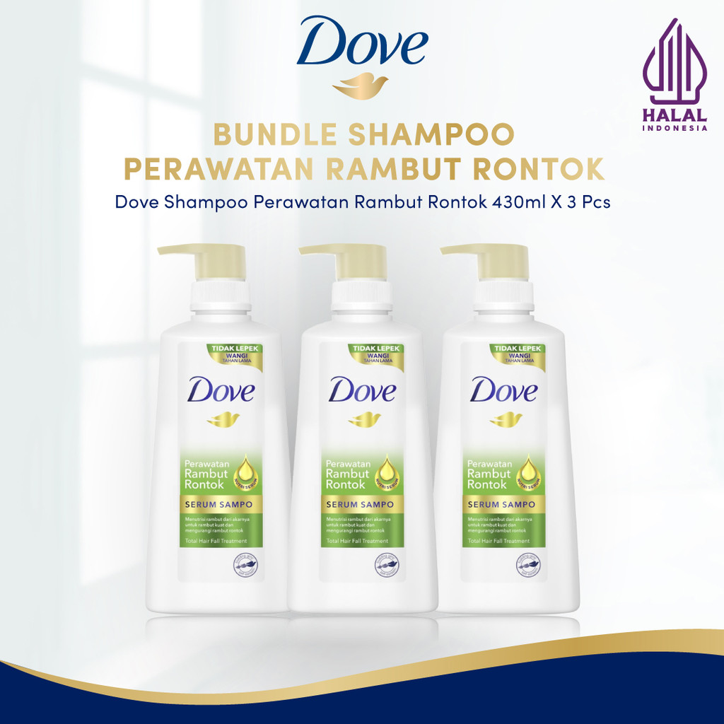 Jual Dove Shampoo Perawatan Rambut Rontok 430ML x3 | Shopee Indonesia