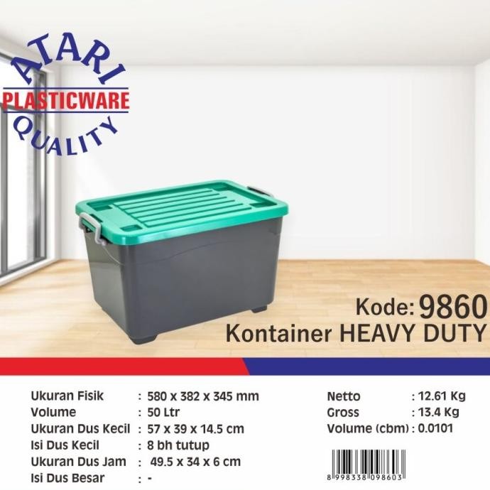 Jual Container Box 50 Liter Heavy Duty Kotak Plastik Green Leaf Atari ...
