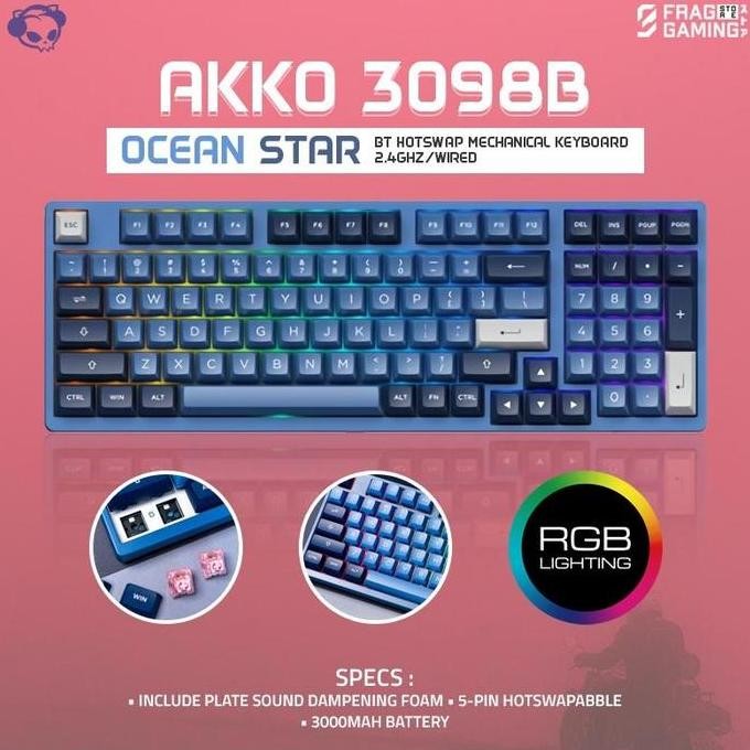 Jual Akko 3098B Ocean Star Wireless Wired Mechanical - Gaming Keyboard ...