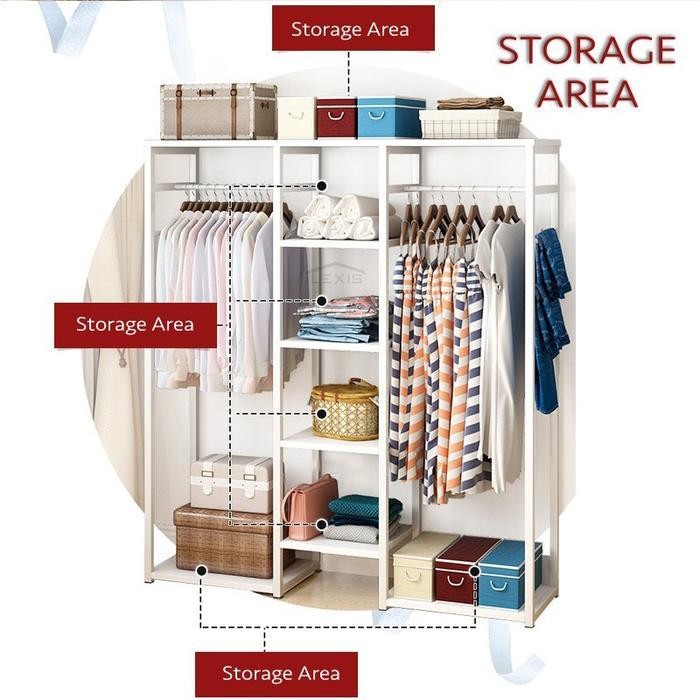 Jual Rak Gantungan Baju Rak Lemari Tempat Rak Pakaian Double Stand ...