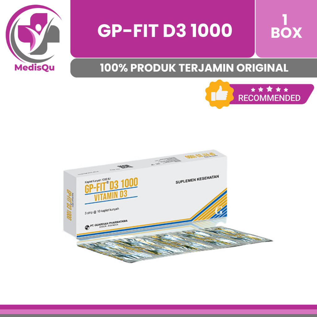 Jual GP-FIT D3 1000 IU BOX ISI 30 TABLET | VITAMIN D3 SUPLEMEN ...