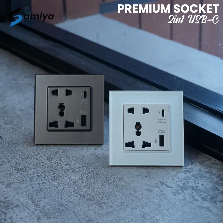 Jual HJK colokan listrik lengkap power socket 2in1 USB charging TYPE A ...