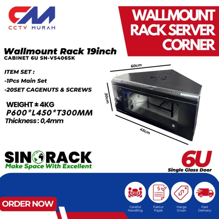 Jual Wall Mount Rack Server Siku 6U Sinorack , Rak Server 6U Siku Type ...