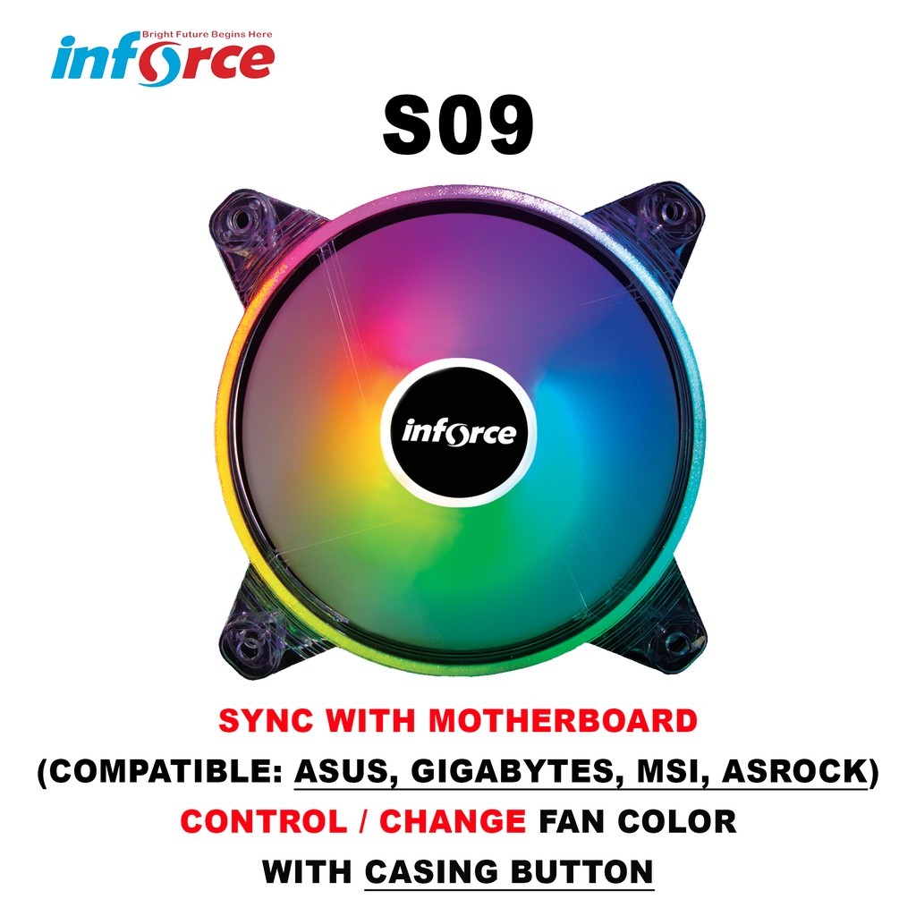 Jual Inforce Cooling Fan S09 ARGB MB SYNC Case Control Casing 120MM 12 ...
