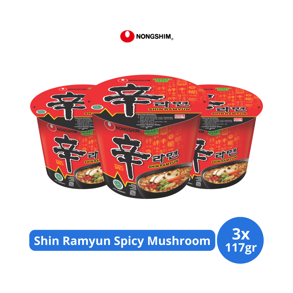 Jual Nongshim Shin Ramyun Spicy Mushroom 117gr x 3 pcs | Shopee Indonesia