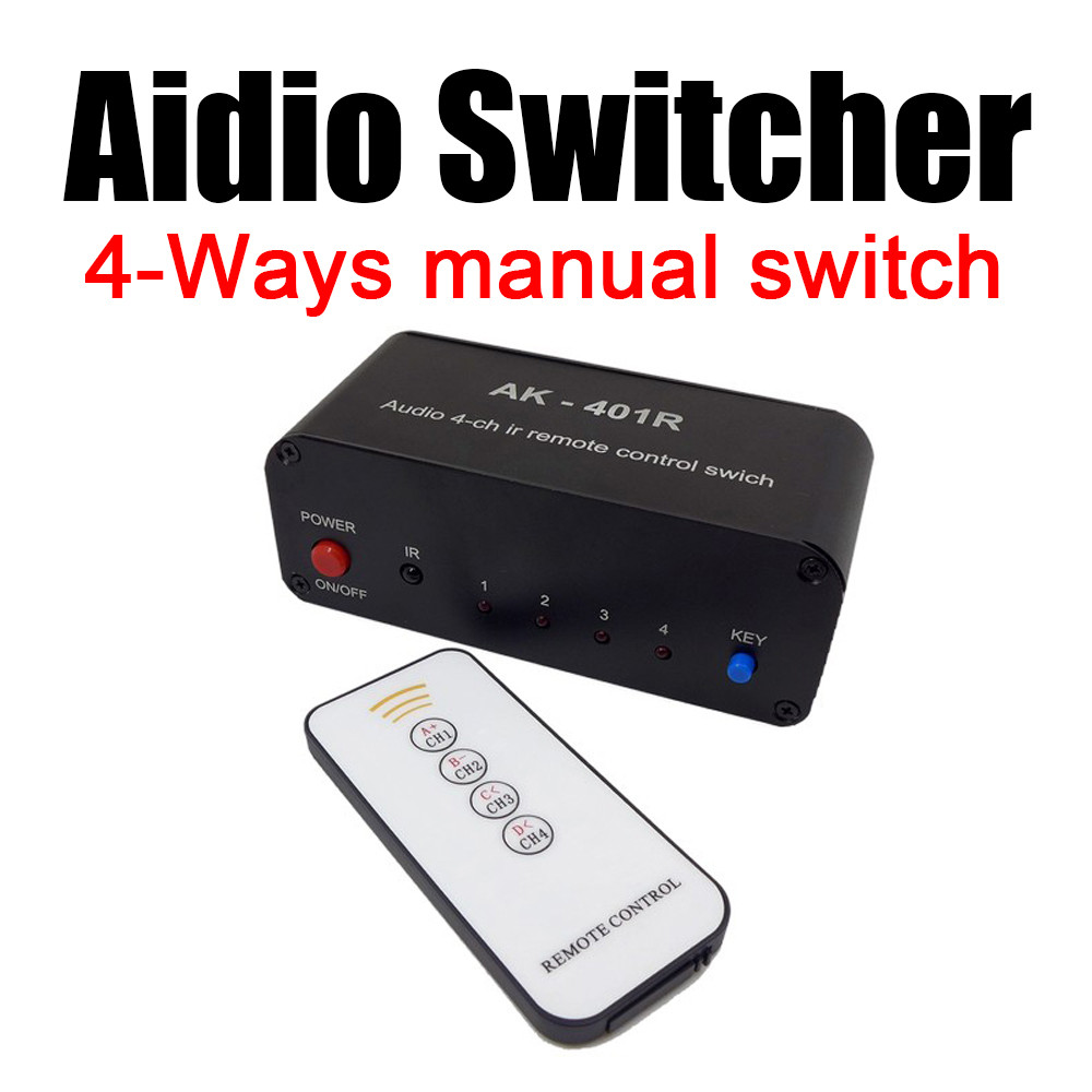 Jual HWG 4-WAY stereo audio switcher 4CH Audio IR remote control switch ...