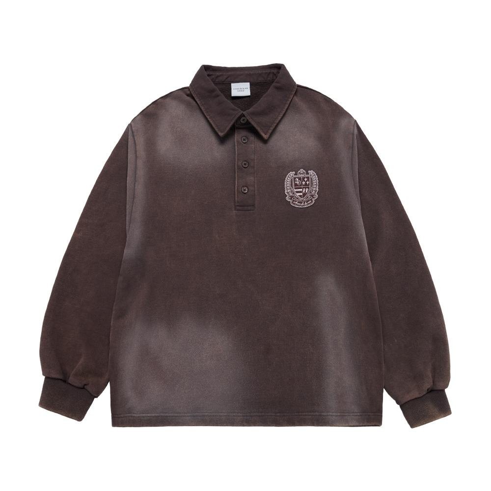 Jual [ADLV] Washing Embo Rugby Sweatshirt Brown - Sweater