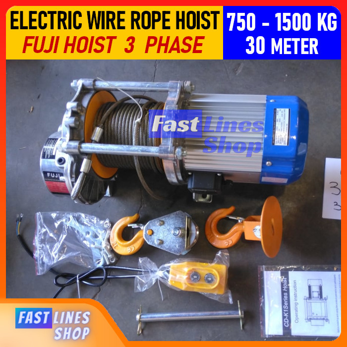 Jual TERBARU - Electric Wire Rope Hoist Fuji 1500 Kg 3 Phase | Shopee ...
