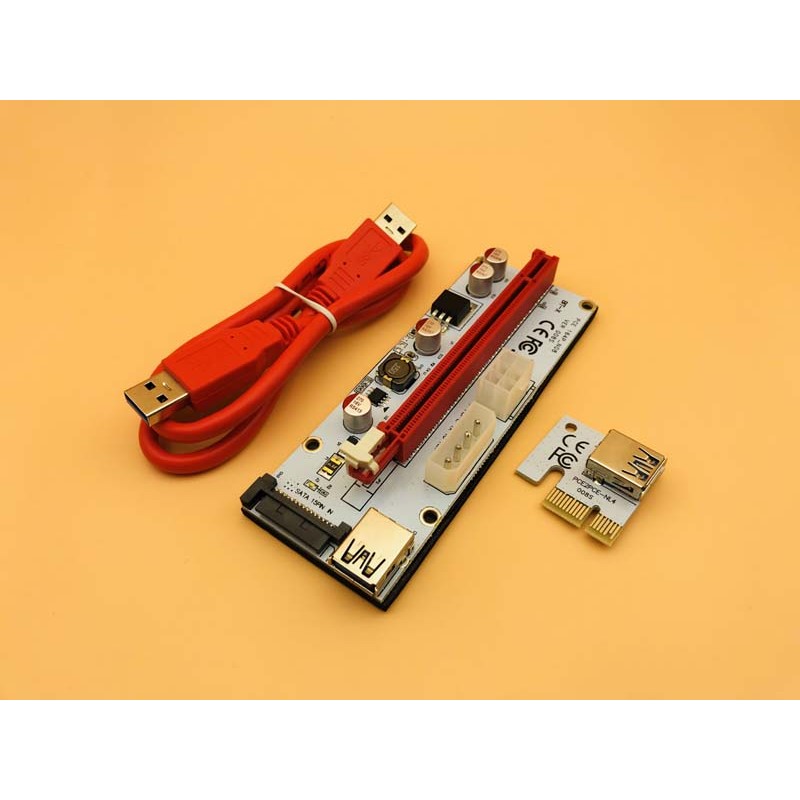 Jual BARU 100PCS 008S Riser SATA 15pin 6pin 4pin Power PCIE 1X to 16X ...