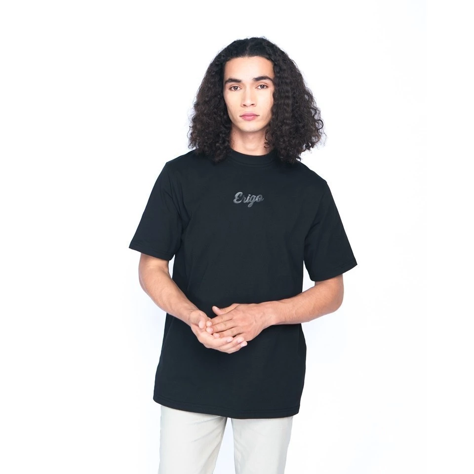 Kaos Pria Hitam Erigo Premium Cotton Combed 24s Basic Unisex foto 5