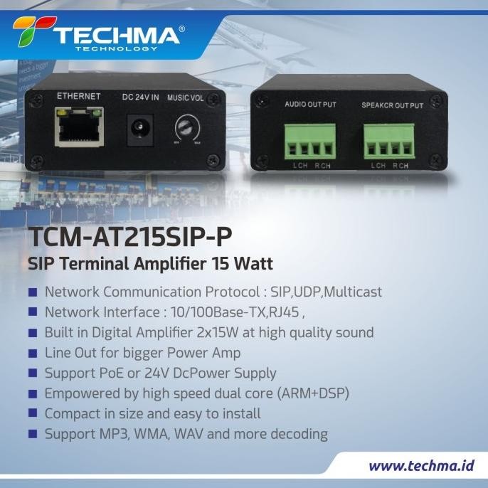 Jual IP Paging Terminal Amplifier TCM-AT215SIP/P 2x15 Watt Original dan ...