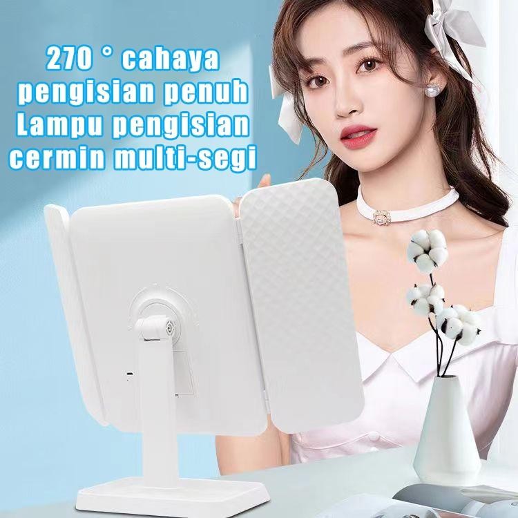 Jual Melede 3 Warna Led Rechargeable Cermin Rias Bercahaya Cermin Rias ...