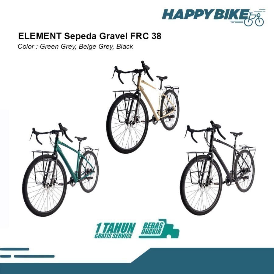 Jual Element Sepeda Gravel FRC 38 Black/Beige/Green 9 Speed 700