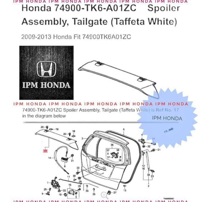 Jual Promo 74900-Tk6-A01Zy Spoiler Assy,T/Gate Original Spoiler Wing ...