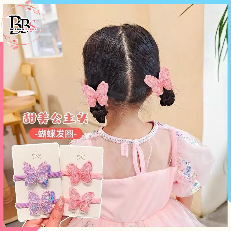 Jual BORES Ikat Rambut Anak Perempuan Bentuk Kupu-Kupu 2IN1 Kunciran ...
