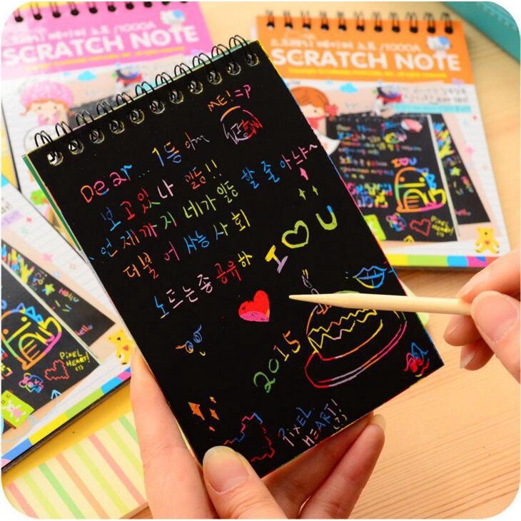 Jual DIY Scratch Note Premium / Magic Book Colourfull Scratch Note ...
