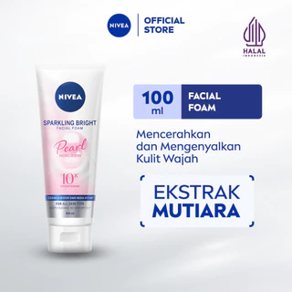 NIVEA Facial Foam Sparkling Bright 100ml - Sabun cuci muka face wash brightening cleanser pembersih wajah double cleansing mencerahkan kulit kusam melembabkan kulit kering wajah glowing - Pearl Micro Serum, Rucinol, Licorice, Vitamin C