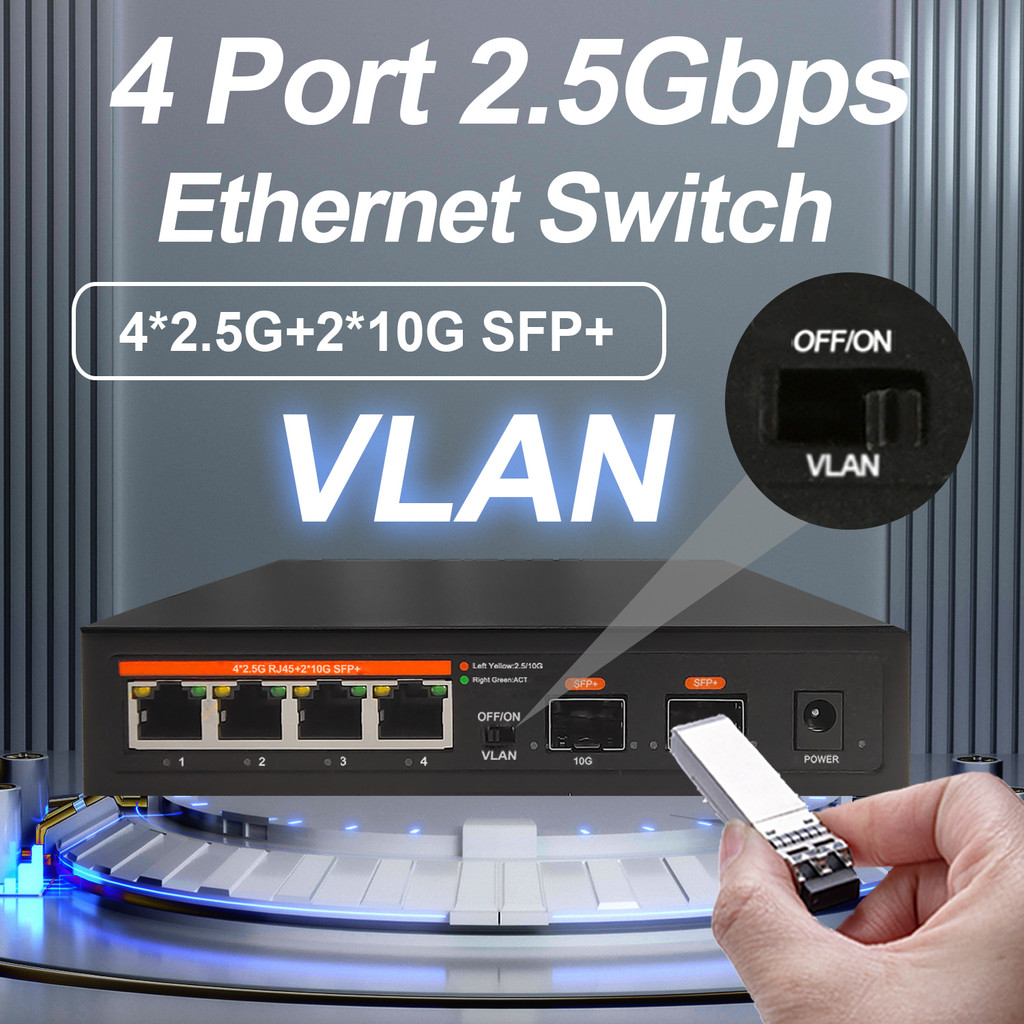 Jual TKS 2.5G Network Ethernet Switch Unmanaged LAN Hub VLAN 4*2.5G+2 ...