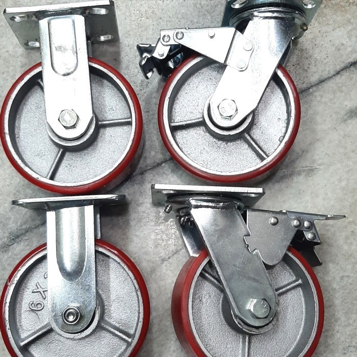 Jual PROMO! Roda PU Heavy Duty 6inch 1set/4pcs (2mati 2rem) | Shopee ...