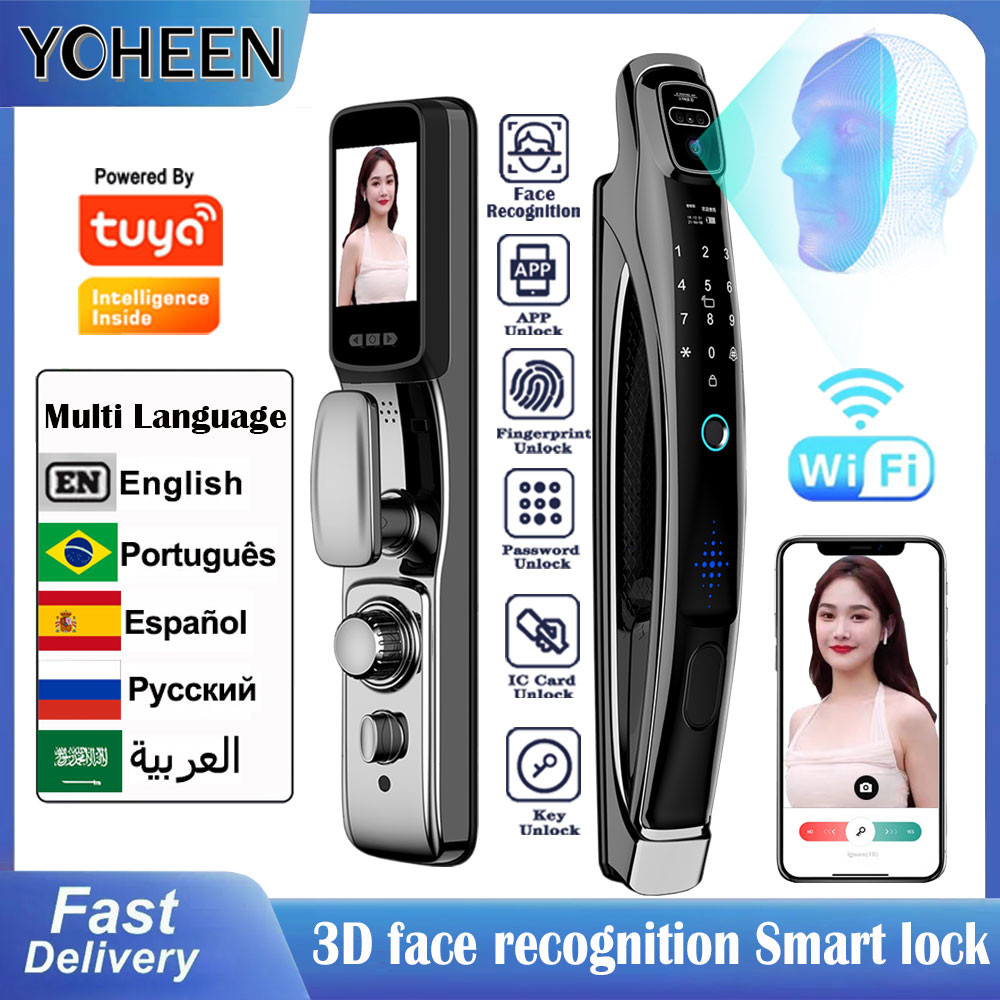 Jual DD Tuya Wifi 3D Face Recognition Fingerprint Smart Digital Door ...