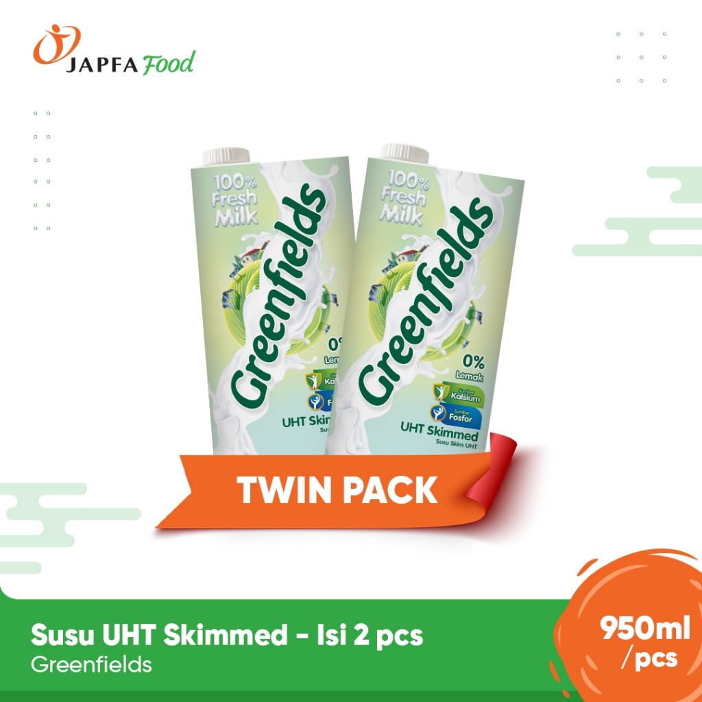 Jual Greenfields Susu UHT Skimmed 950ml - Twinpack - 100% Fresh Milk ...