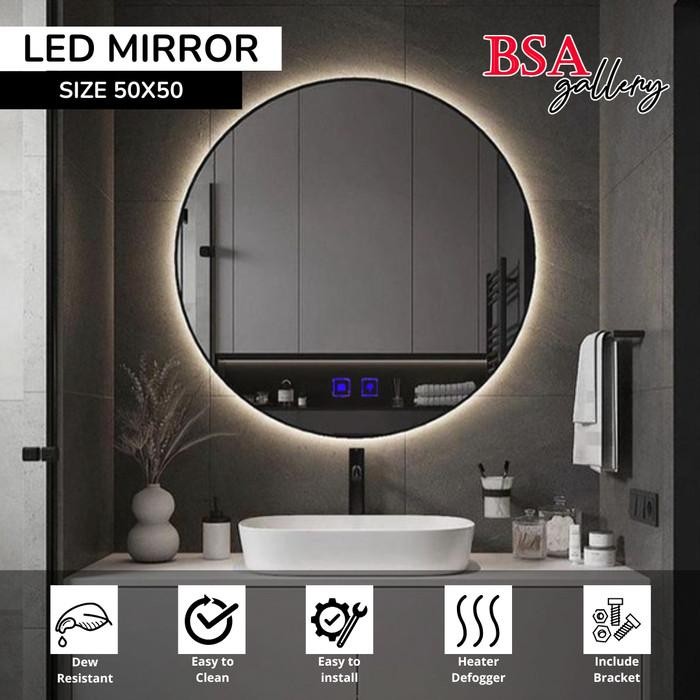 Jual Kaca Cermin Bulat Led Dinding Make Up/Smart Mirror Round Sensor ...