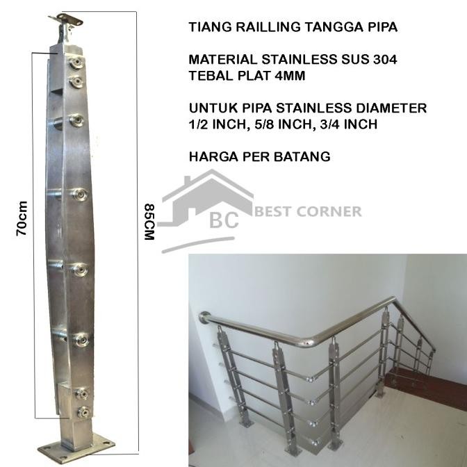 Jual Tiang Railling Tangga / Ralling Tangga Stainless Sus 304 Pipa H005 ...